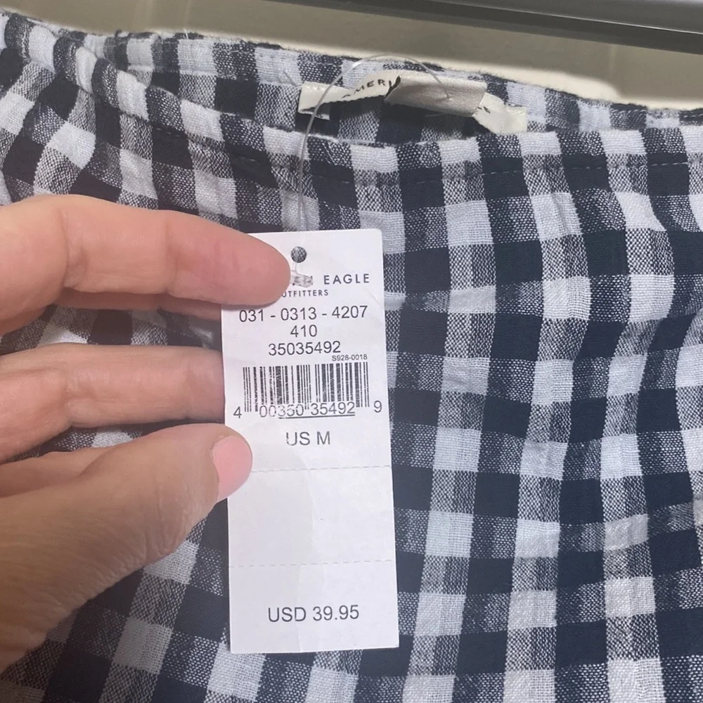 NWT American Eagle Gingham Front Slit Skirt